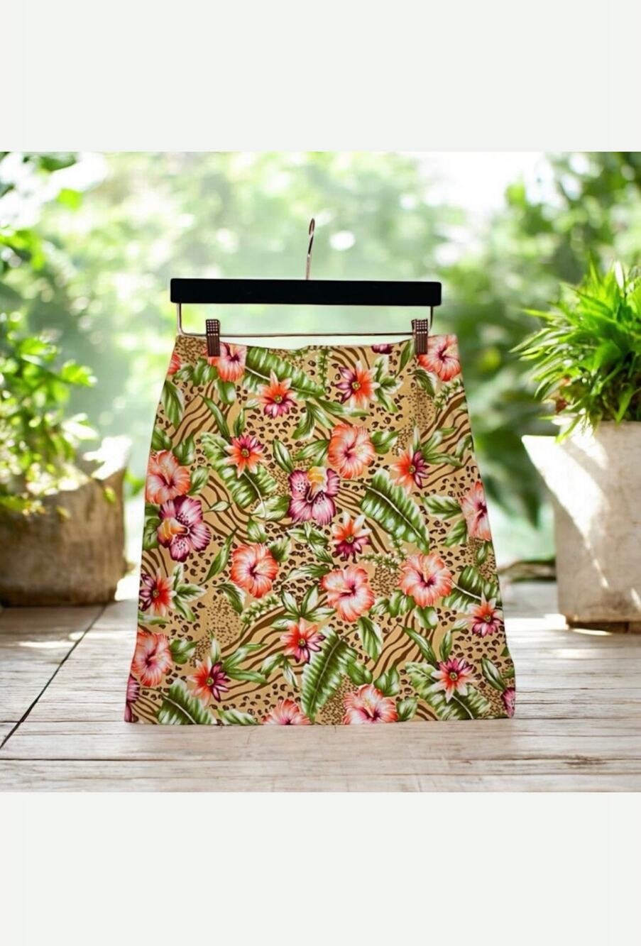 Vintage WORTHINGTON Skirt Womens Bright Floral Stretch Pencil Size 12
